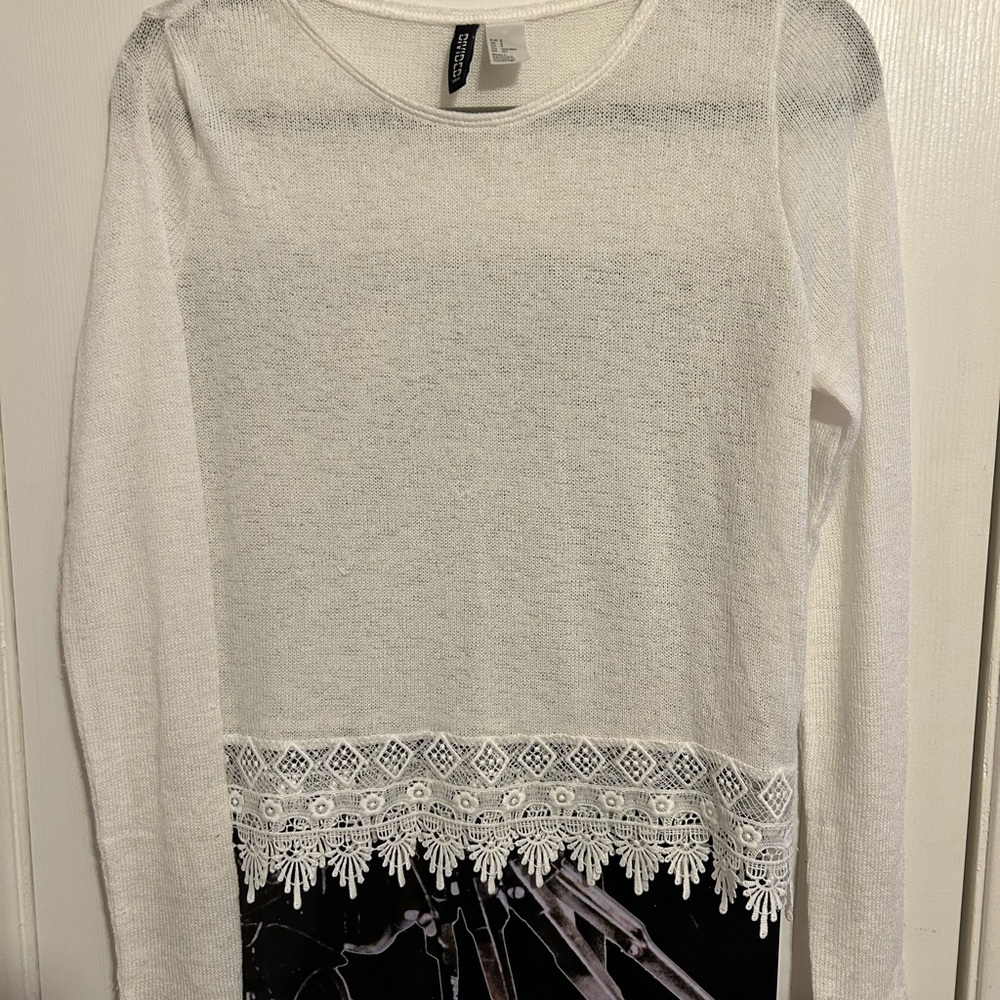 White Lace Trim Women's Top